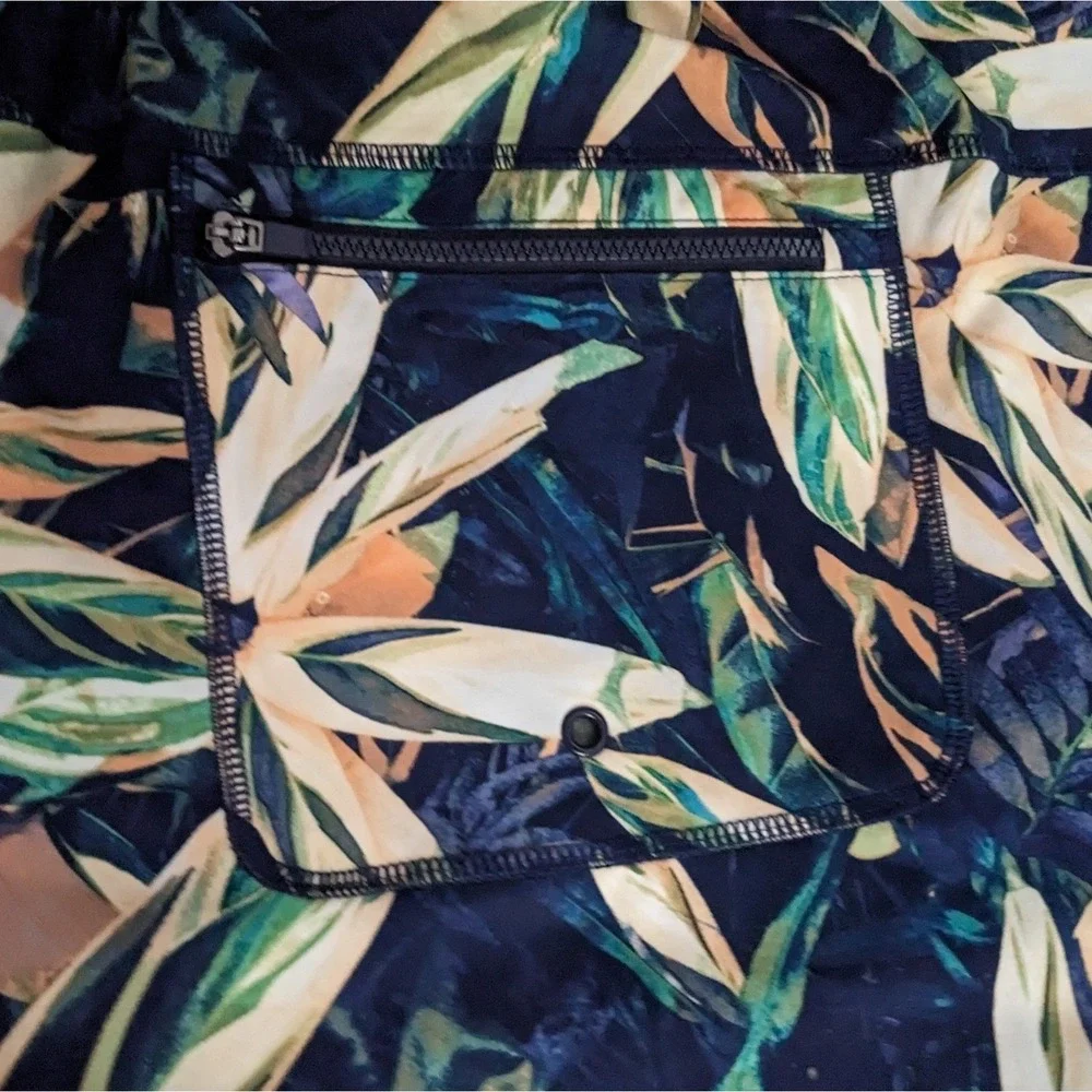 All In Motion Men's 3XL Shorts Hybrid Swim Trunks‎ Big Man Navy Blue Tropical